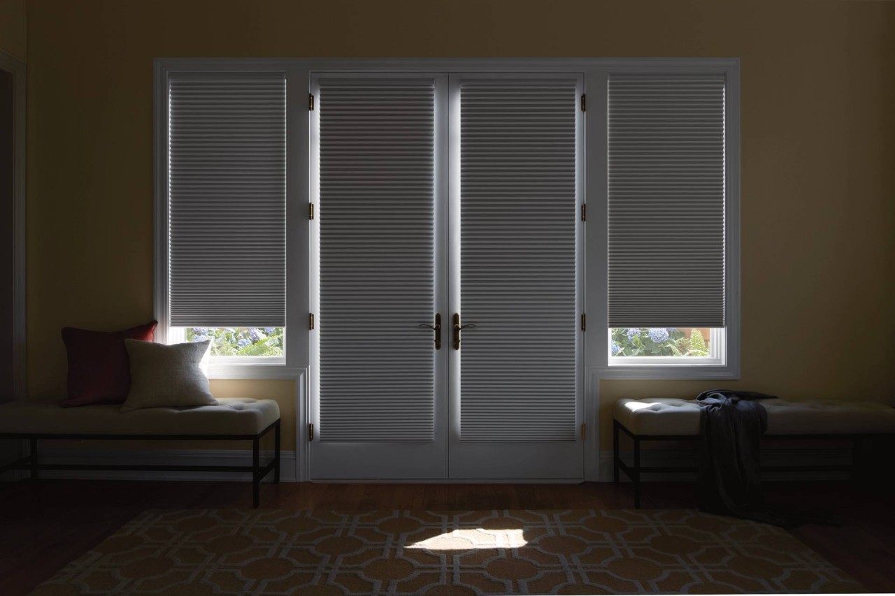 Hunter Douglas Duette® Cellular Shades on a French door near Santa Rosa, California (CA)