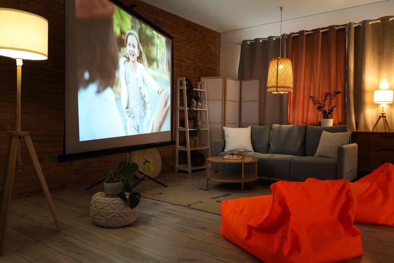 A media room or living room with room-darkening window treatments at Discount Best Blinds & Shutters near Santa Rosa, California (CA)